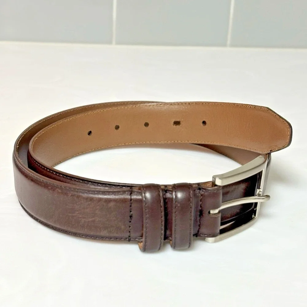 Allen Edmonds Wide Basic Leather Belt  39507 Dark Brown Calf Men's Size 34